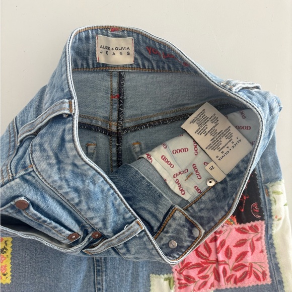 Alice Olivia Route 66 Patchwork Denim Miki Skirt - Picture 7 of 7